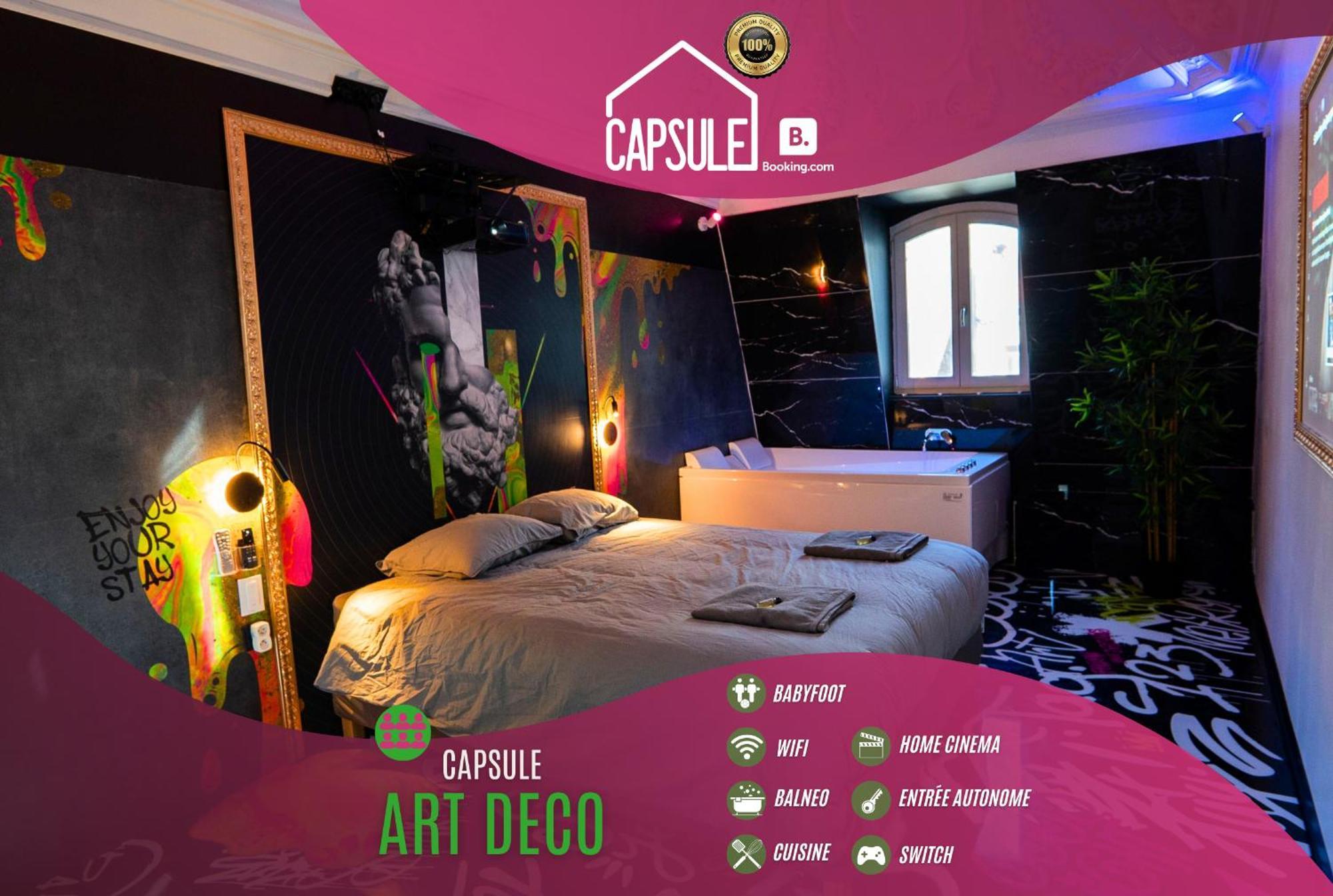 Capsule Art Deco - Jacuzzi - Netflix - Home Cinema - Arcade De Jeux & Nintendo Switch - 2 Chambres - Filet Suspendu Valenciennes Dış mekan fotoğraf